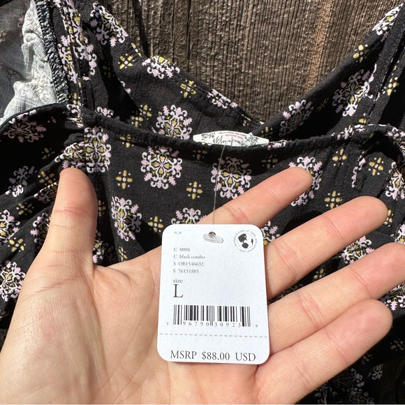 NWT Free People Center of Attention Black White Yellow Minidress - Picture 14 of 14